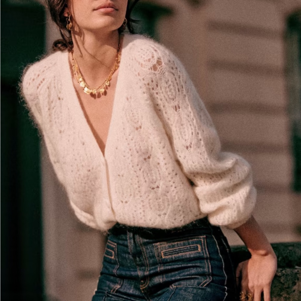 Sézane Joia Ecru Knit Sweater
